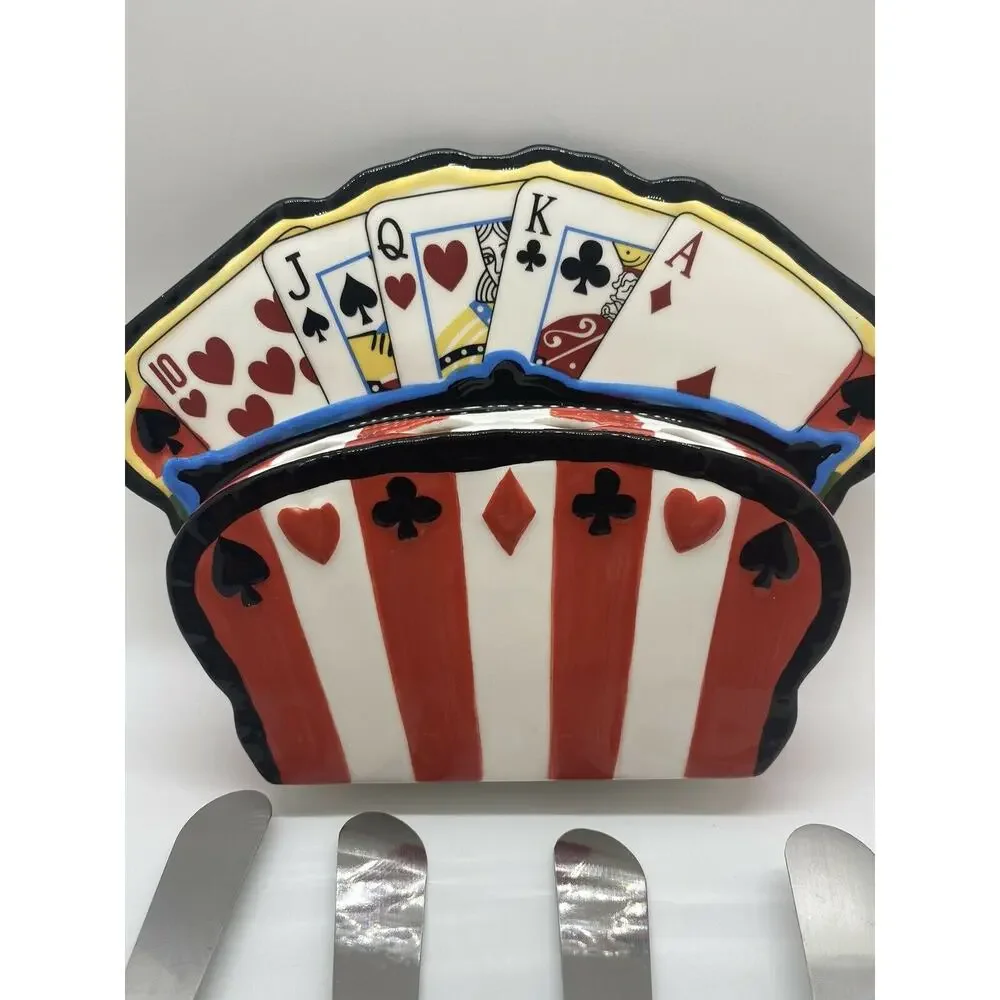 Poker Night Card Games Casino Poker Player Caddy Condiment Spreader Gift Set
